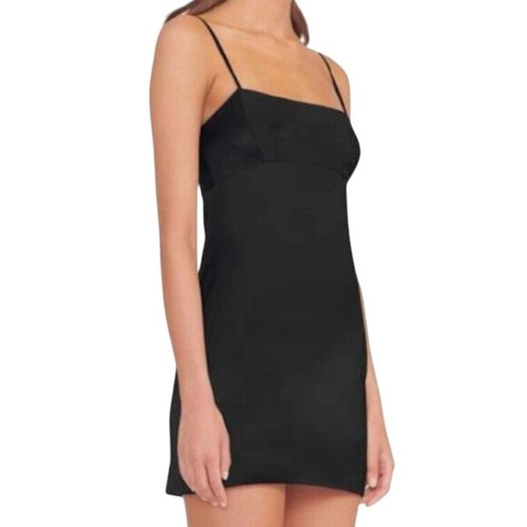 Staud Remington Little Black Dress Mini Bodycon Size 10 Spaghetti Strap NWT - Picture 2 of 12
